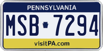 PA license plate MSB7294