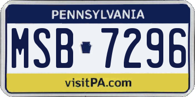 PA license plate MSB7296