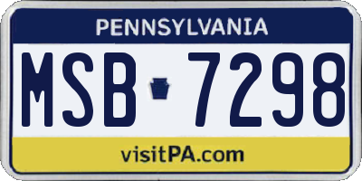 PA license plate MSB7298