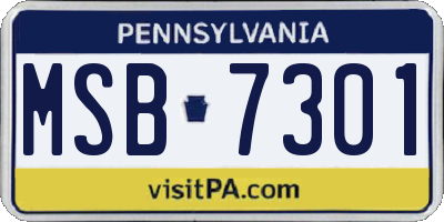 PA license plate MSB7301