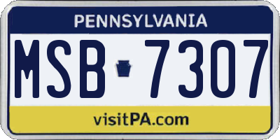 PA license plate MSB7307