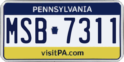 PA license plate MSB7311