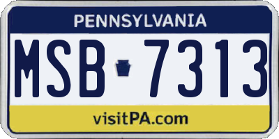 PA license plate MSB7313