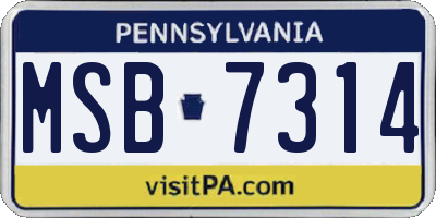 PA license plate MSB7314