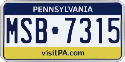 PA license plate MSB7315