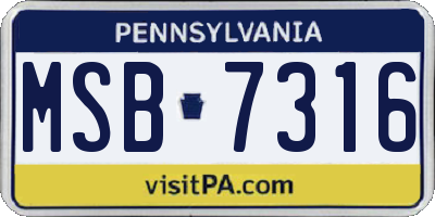 PA license plate MSB7316