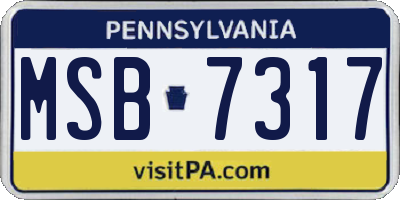 PA license plate MSB7317