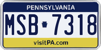 PA license plate MSB7318