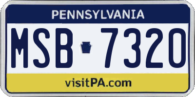 PA license plate MSB7320