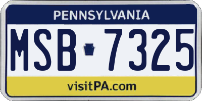 PA license plate MSB7325