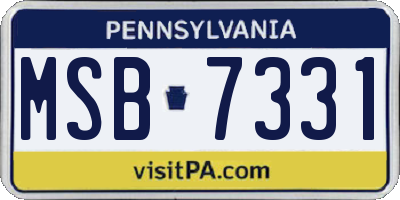 PA license plate MSB7331