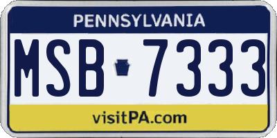 PA license plate MSB7333
