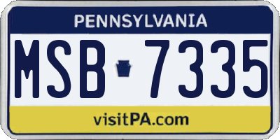 PA license plate MSB7335