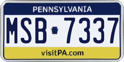 PA license plate MSB7337