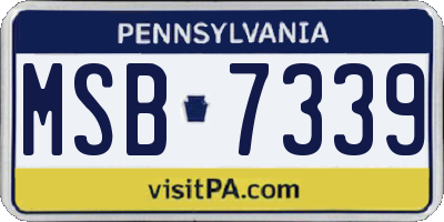 PA license plate MSB7339
