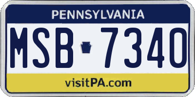 PA license plate MSB7340