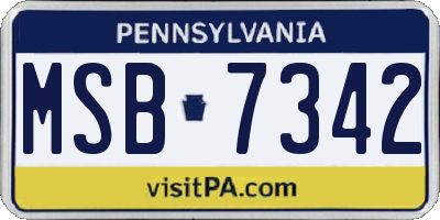 PA license plate MSB7342