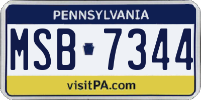 PA license plate MSB7344