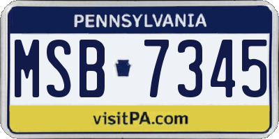 PA license plate MSB7345