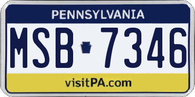 PA license plate MSB7346