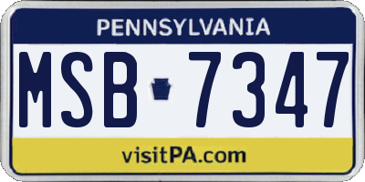 PA license plate MSB7347