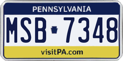 PA license plate MSB7348