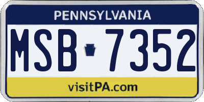PA license plate MSB7352