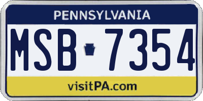 PA license plate MSB7354