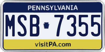 PA license plate MSB7355