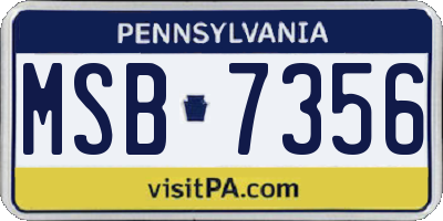 PA license plate MSB7356