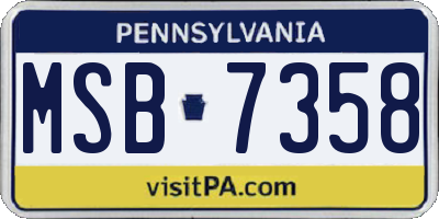 PA license plate MSB7358