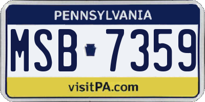 PA license plate MSB7359