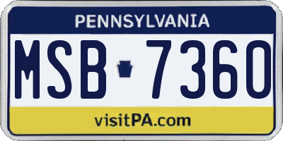 PA license plate MSB7360