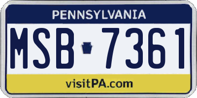 PA license plate MSB7361