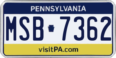 PA license plate MSB7362