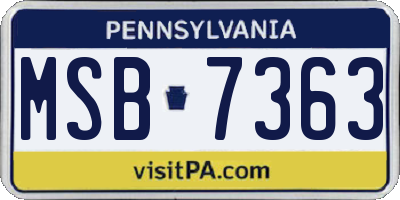 PA license plate MSB7363