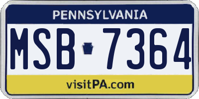 PA license plate MSB7364