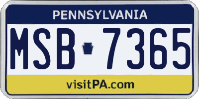 PA license plate MSB7365