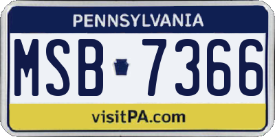 PA license plate MSB7366