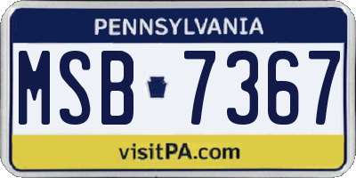 PA license plate MSB7367