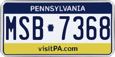 PA license plate MSB7368