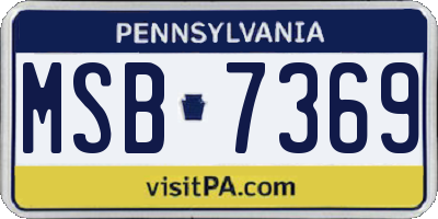 PA license plate MSB7369
