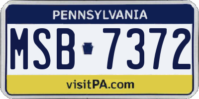 PA license plate MSB7372