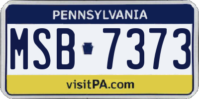 PA license plate MSB7373