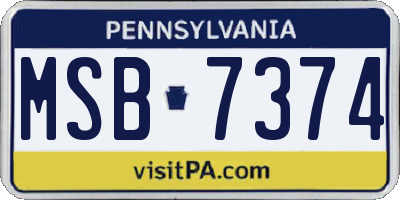 PA license plate MSB7374