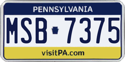 PA license plate MSB7375