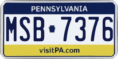 PA license plate MSB7376