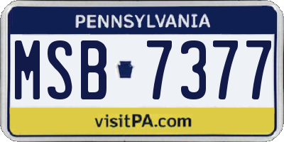 PA license plate MSB7377