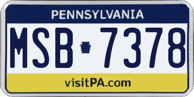 PA license plate MSB7378