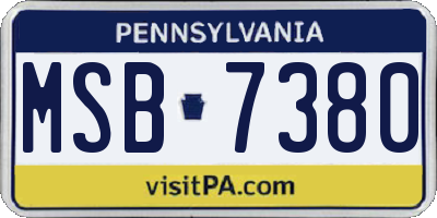 PA license plate MSB7380